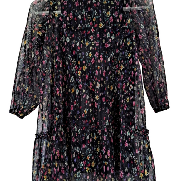 Zara Kids Floral Pleated Dress – Size 8Y | Sheer Long Sleeve Dress - Picture 2 of 6